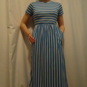 cute girls t-shirt dress striped with pockets